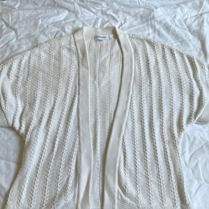 White crocheted/knitted Calvin Klein short sleeve cardigan